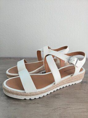 Lucky Brand Women's Trianna Strappy Espadrille Wedge Sandals Off White Size 10M